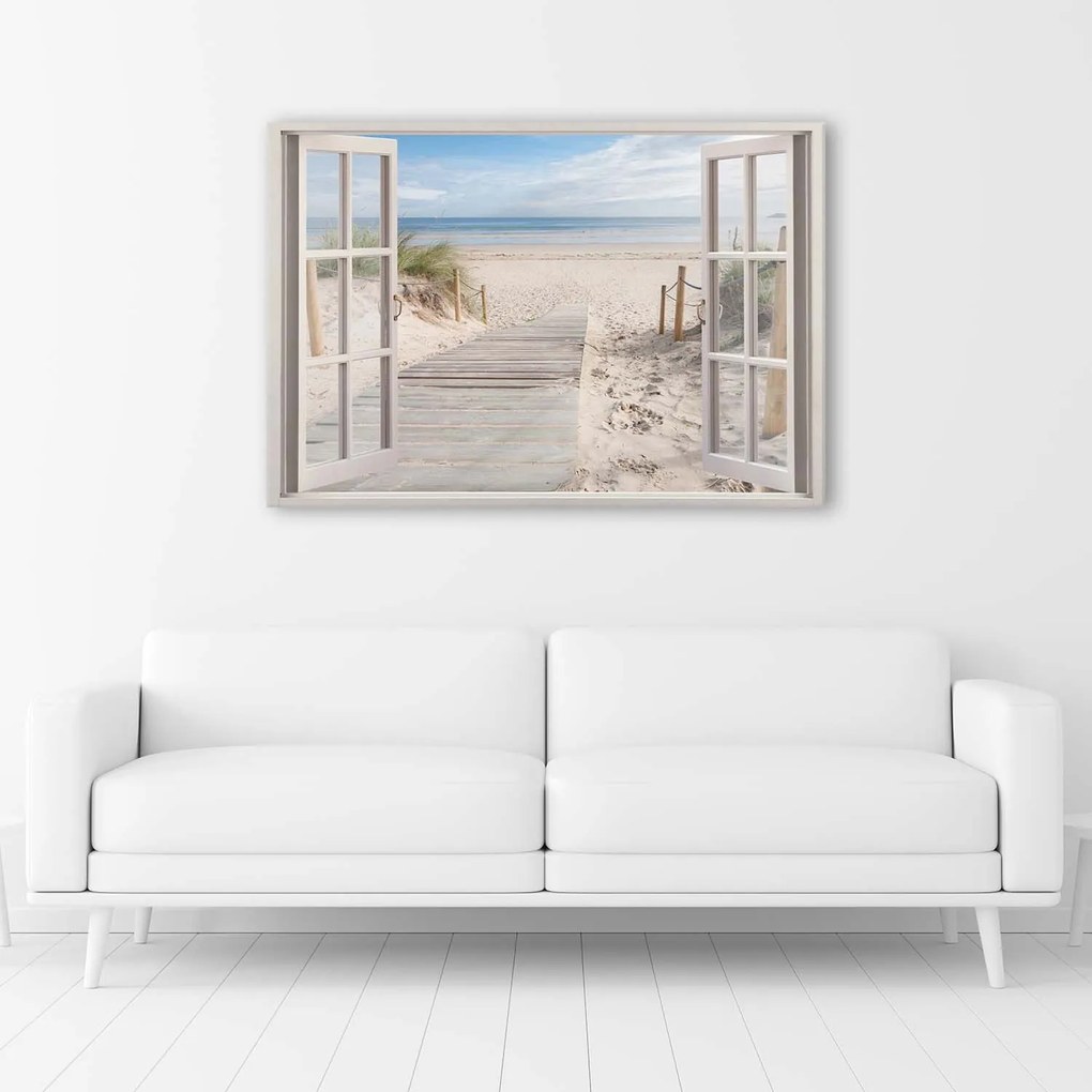 Gario Vászonkép Ablak út a strandra Méret: 120 x 80 cm