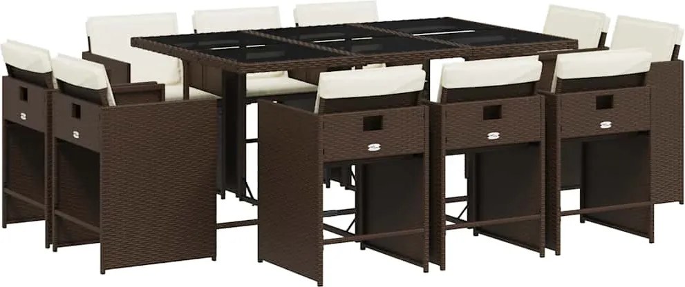 vidaXL 11 részes barna polyrattan kerti ülőgarnitúra párnákkal