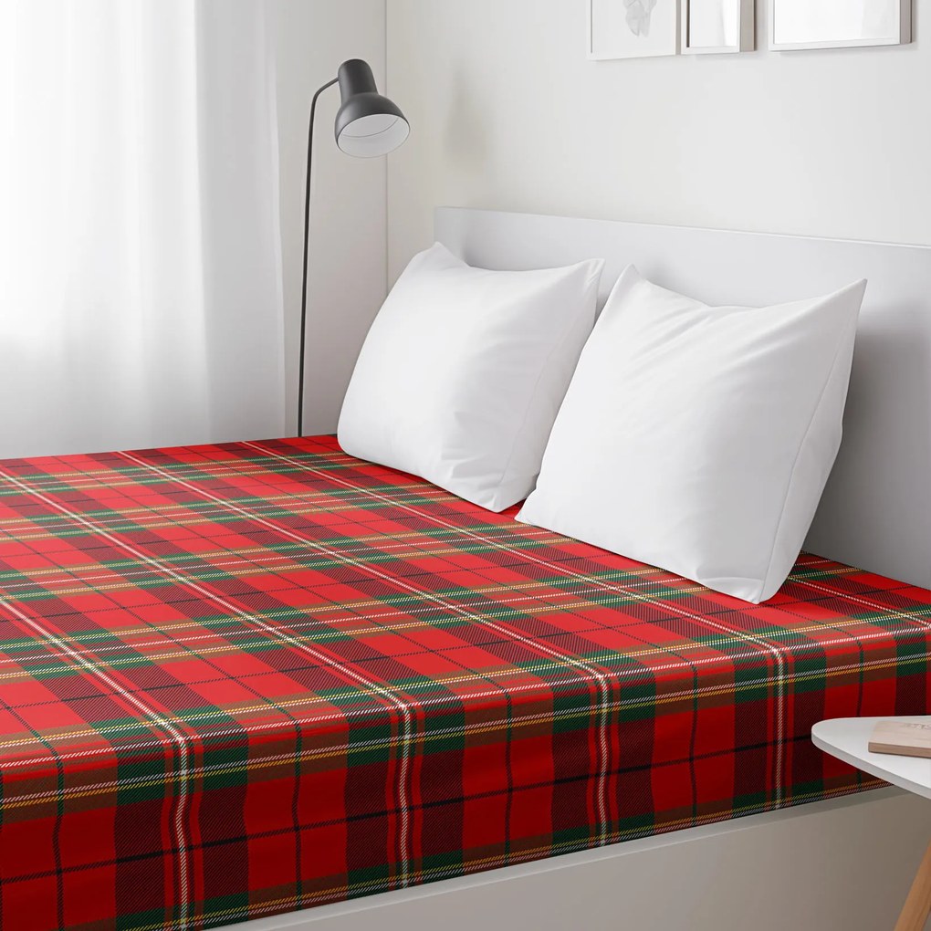 Goldea pamut gumis lepedő - piros kockás 180 x 200 cm