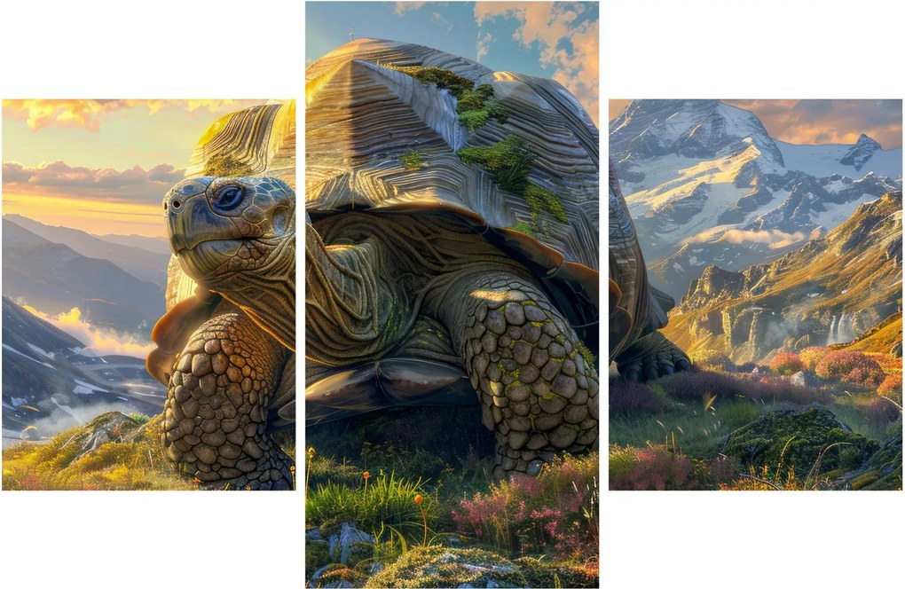 Kép - Teknős és hegyvidéki táj (90x60 cm)