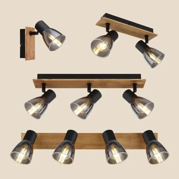 Globo 54307-2W - Fali spotlámpa CLAUDE 2xE14/40W/230V fekete/fa