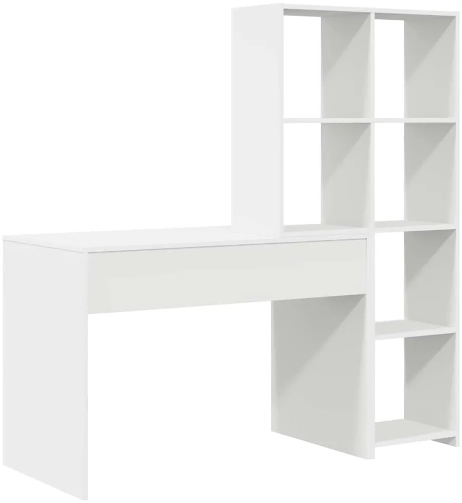 Asztal polcokkal tárolóval Fehér 138.5 x 55 x 143 cm Faanyag