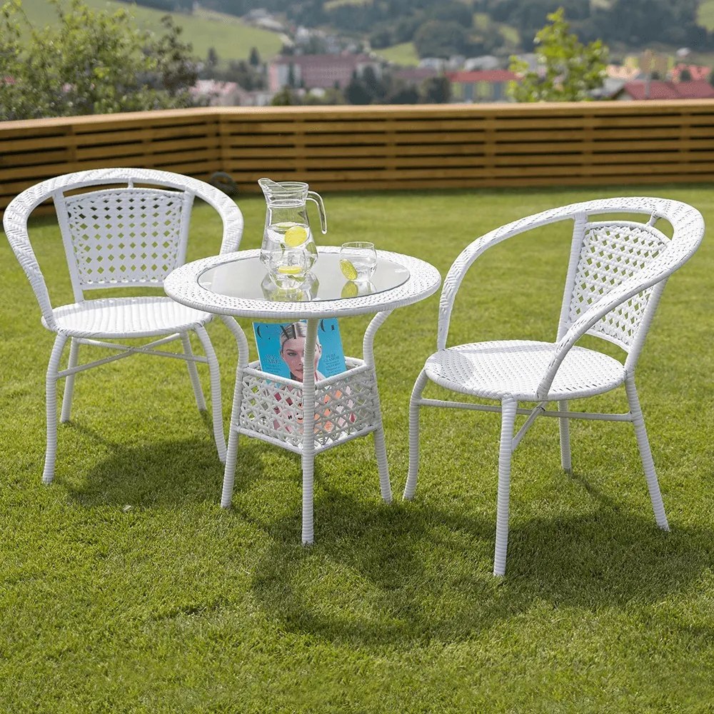 Kerti bútor szett LT3922 fehér rattan