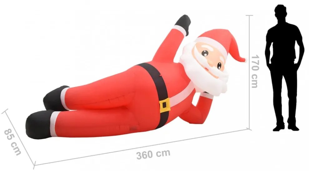 piros felfújható karácsonyi Mikulás LED-ekkel IP44 360 cm XXL