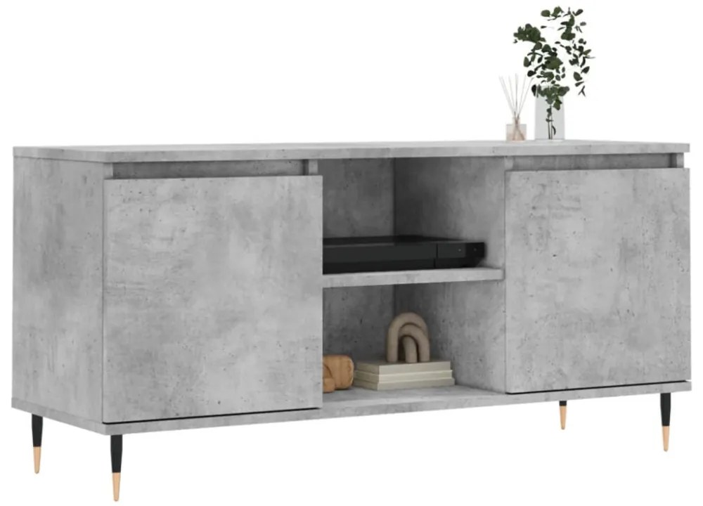 betonszürke szerelt fa TV-szekrény 104x35x50 cm