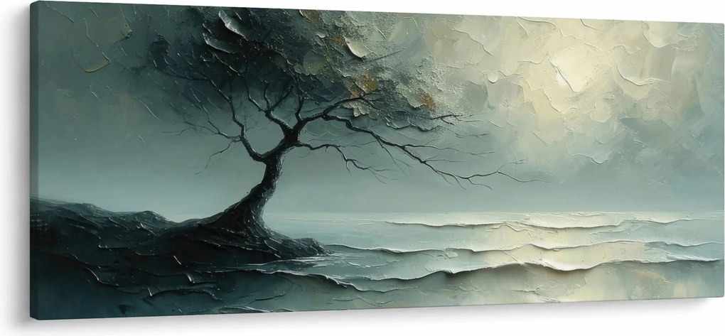 Kép - Olajfestmény egy fa az óceánnal (120x50 cm)