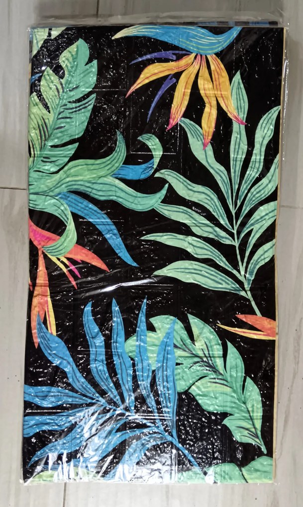 10 Darab Öntapadós 3d Tégla Hatású Dekor Falmatrica Tapéta Fekete Trópusi Virág Mintás Színben 70x70x0,6 Cm