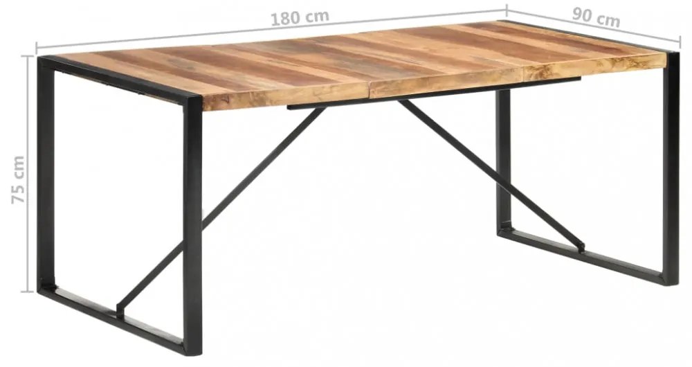 paliszander felületű tömör fa étkezőasztal 180 x 90 x 75 cm
