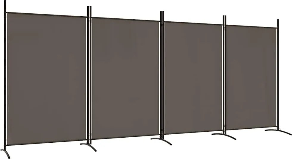 vidaXL 4 paneles antracitszürke szövet térelválasztó 346x180 cm