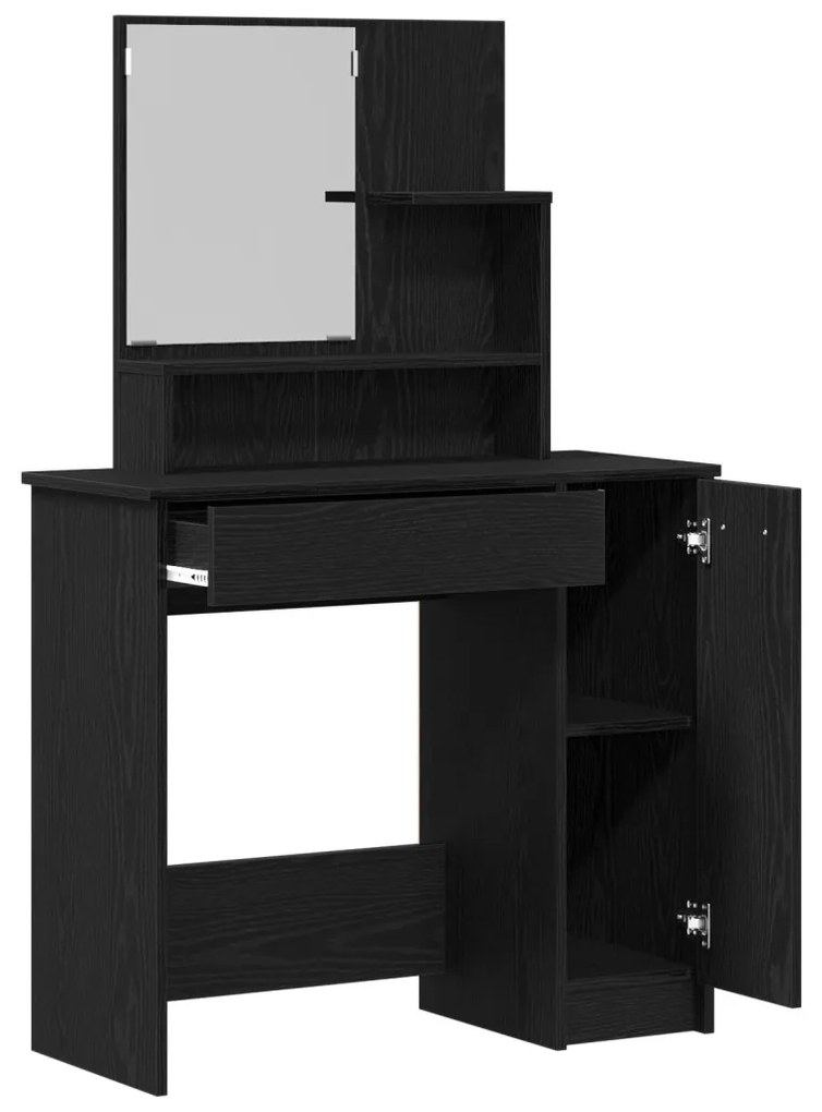 vidaXL Öltözködőasztal fiókkal Fekete tölgy 86,5 x 35 x 136 cm Faanyag