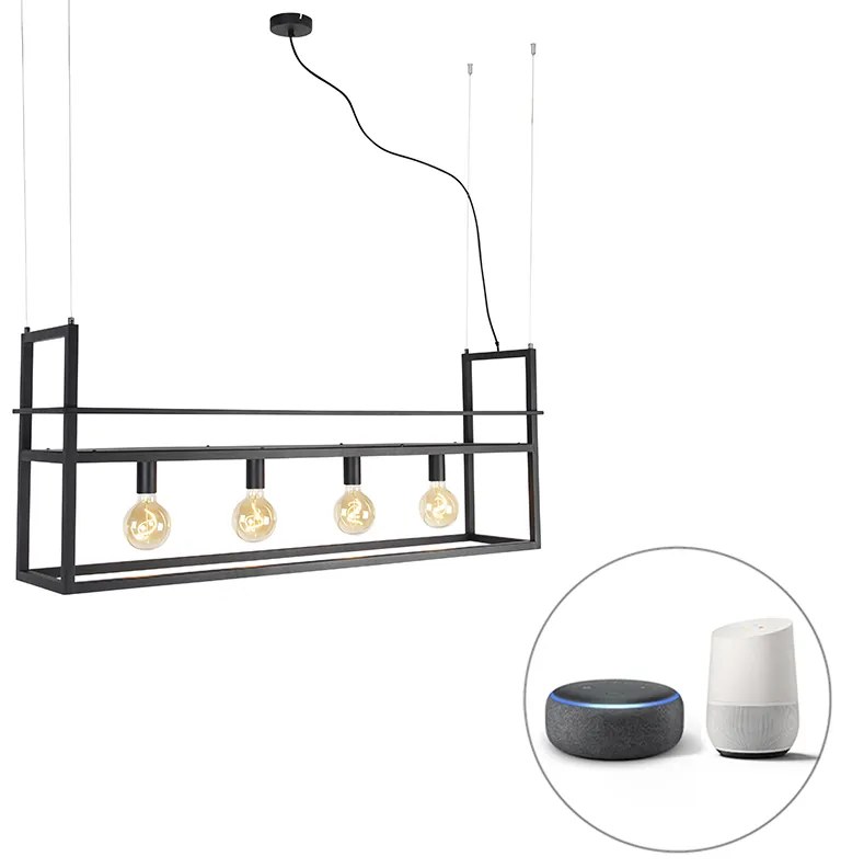 Intelligens függőlámpa, fekete, állványos, nagyméretű 4 lámpás Wifi G95 - Cage Rack