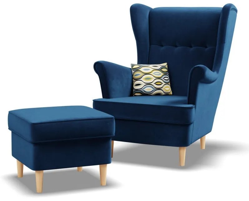 Uszak lábtartó, bársony, kék