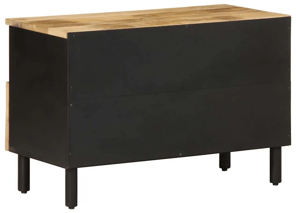 fekete tömör nyers mangófa TV-szekrény 70 x 33,5 x 46 cm