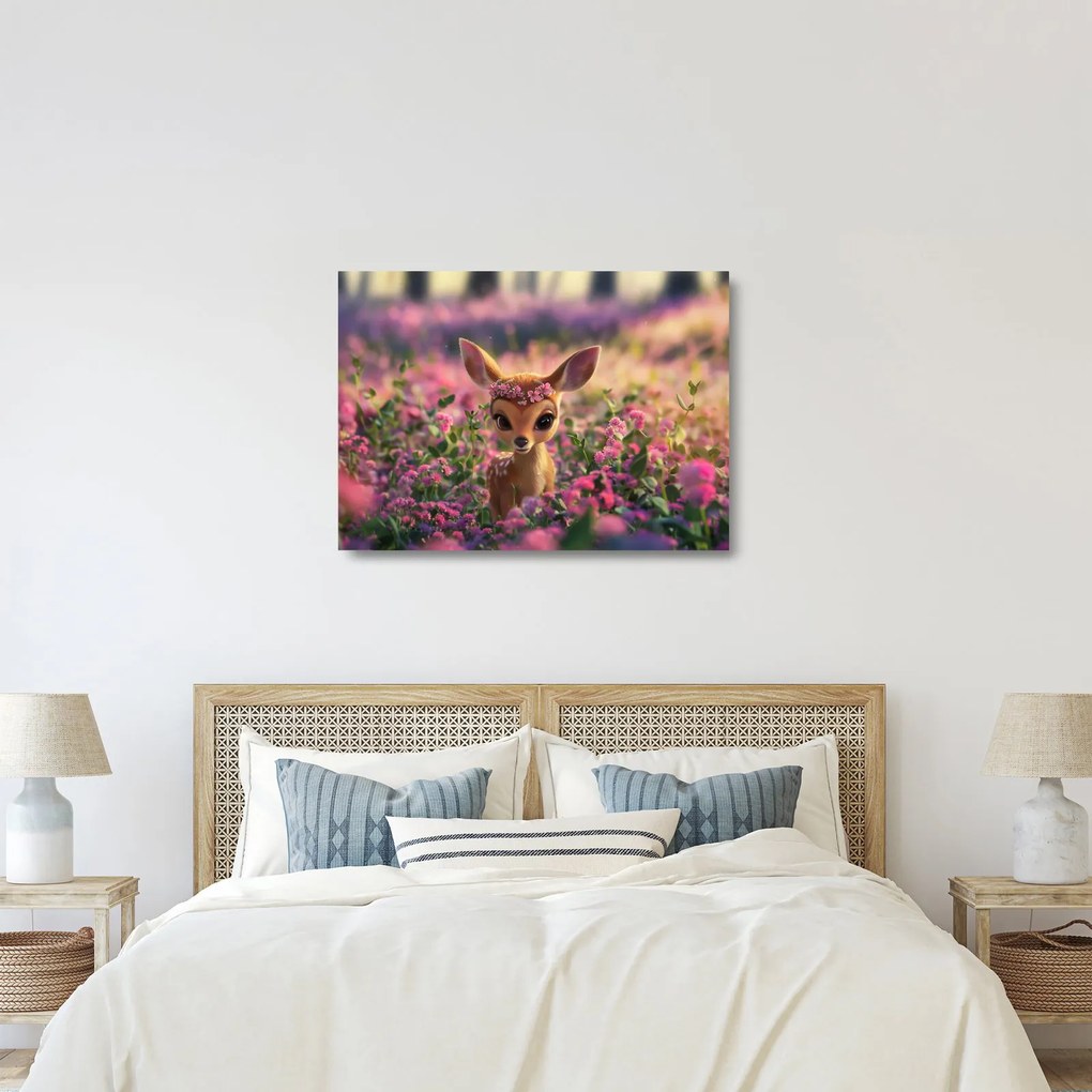 Üveg kép - Aranyos őzike (70x50 cm)