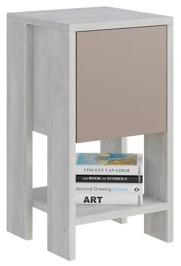 Éjjeliszekrény Ema - White, Light Mocha