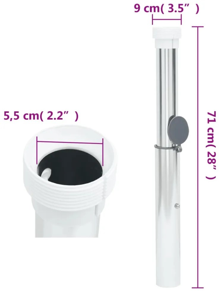 ezüst alumíniumrúd talajba süllyeszthető napernyő talp 40-50 mm