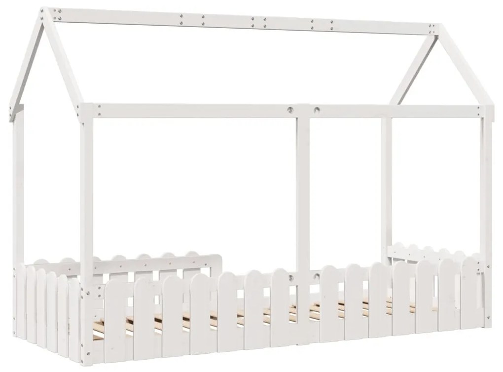 fehér tömör fenyőfa házikó gyerekágykeret 80 x 200 cm