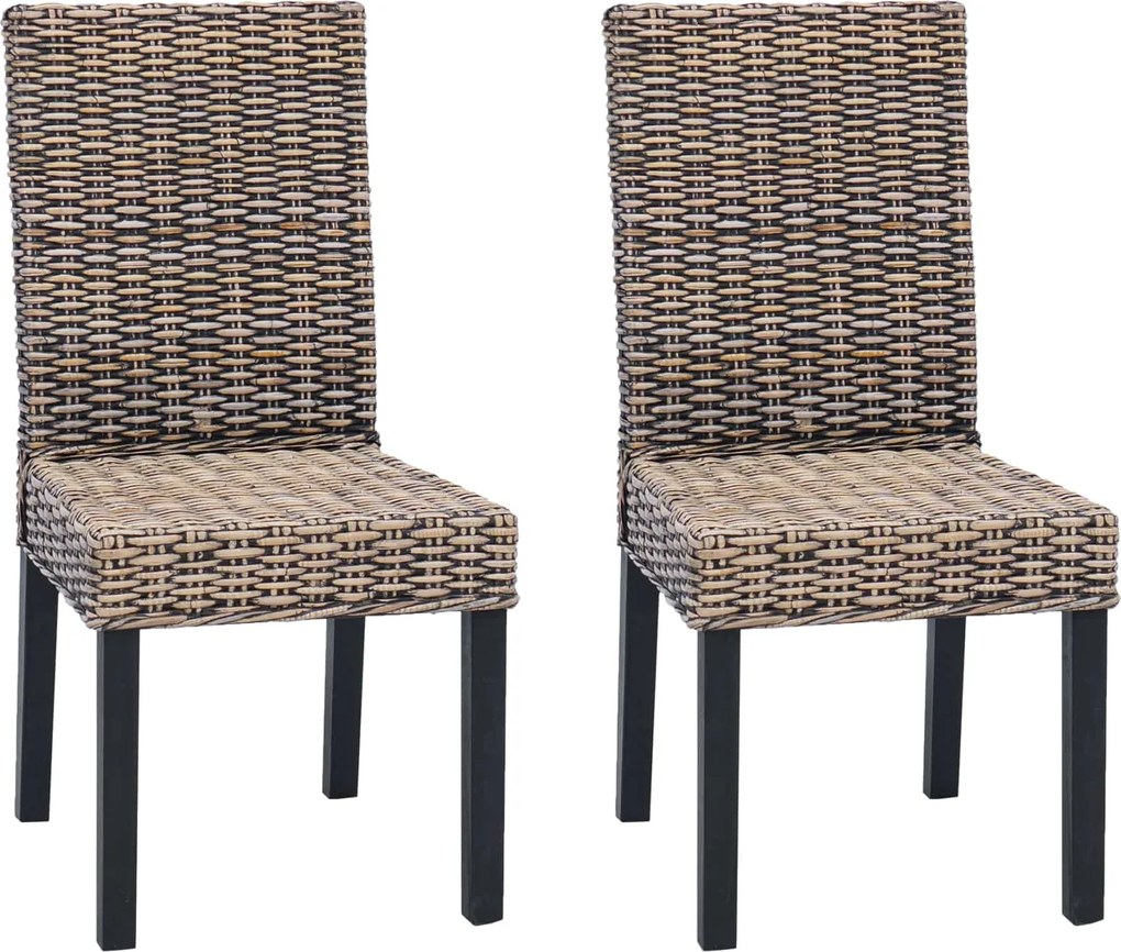 vidaXL Étkezőszék 2 pcs Fekete Mosás 45 x 54 x 93 cm Tömör Mahagóni Fa