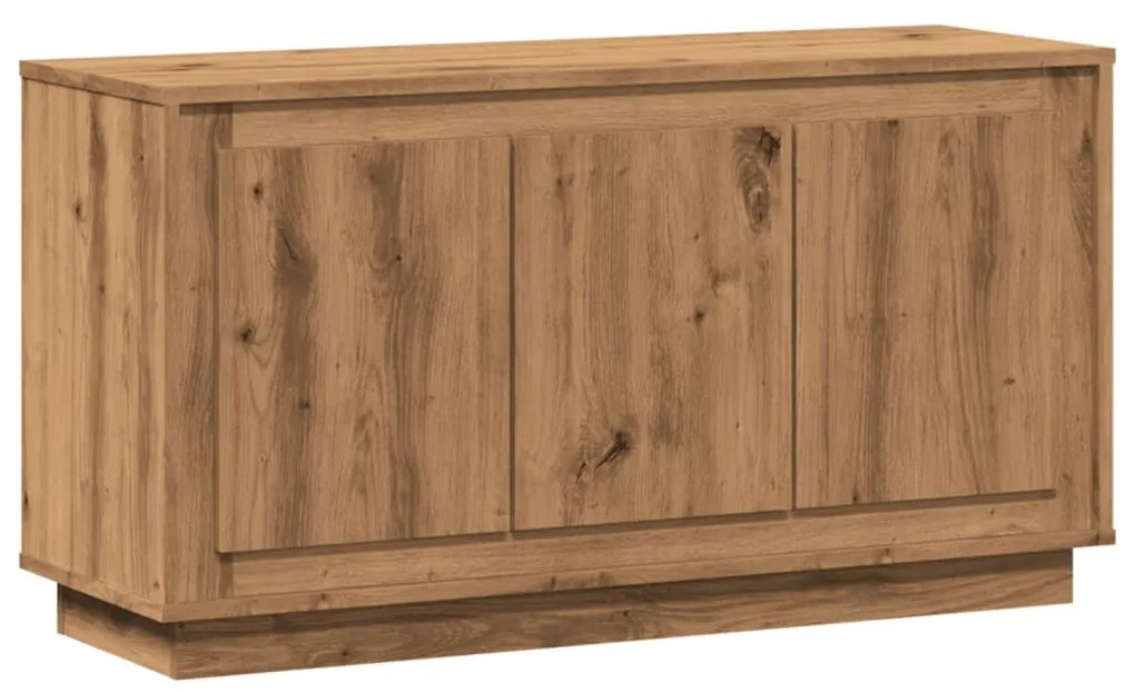 kézműves tölgy színű szerelt fa tálalószekrény 102 x 35 x 55 cm