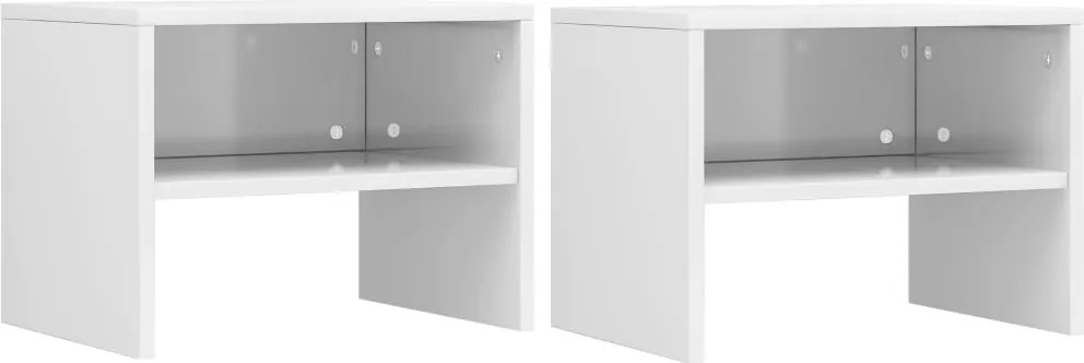 vidaXL 2 db magasfényű fehér szerelt fa éjjeliszekrény 40 x 30 x 30 cm