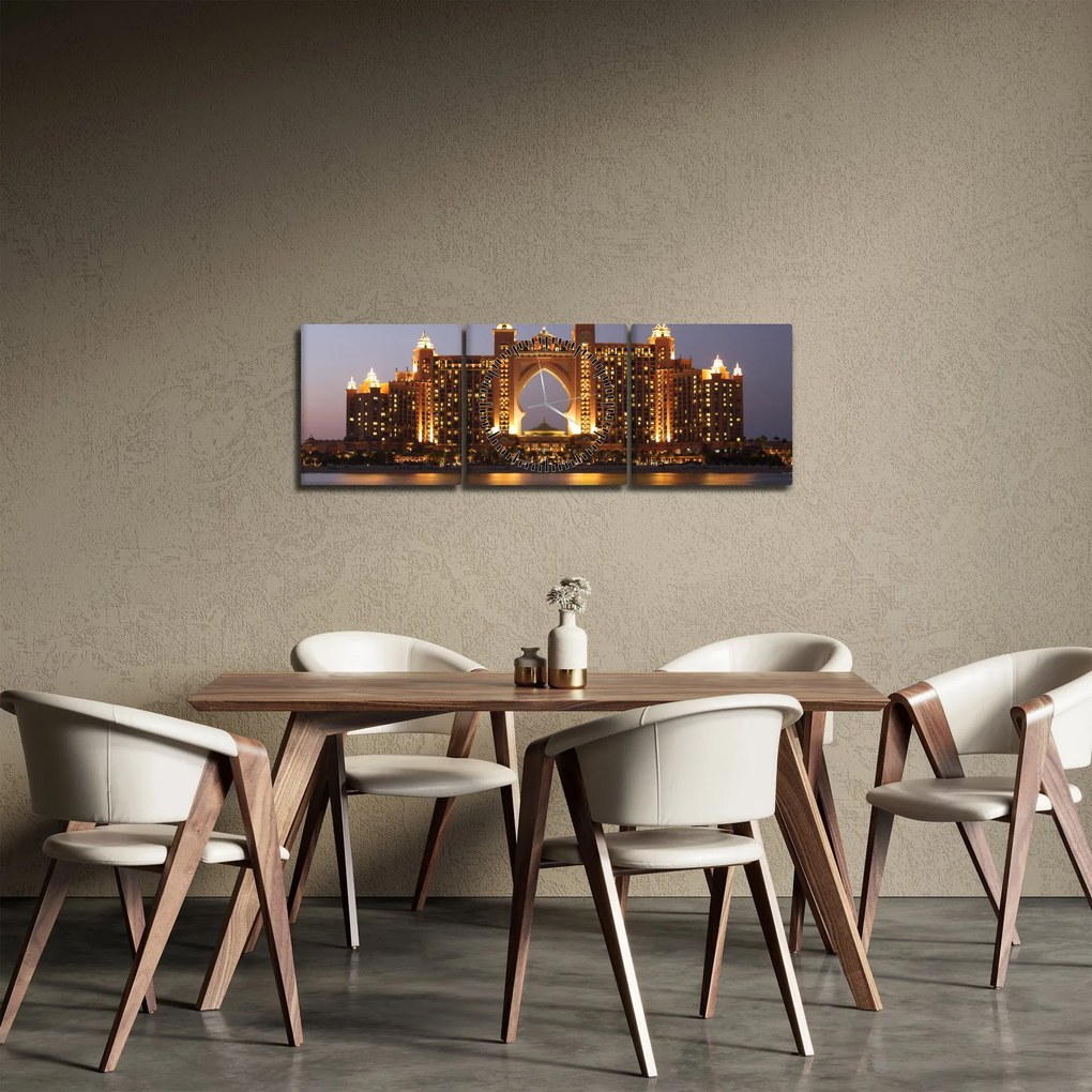 Kép egy épületról Dubajban (órával) (90x30 cm)