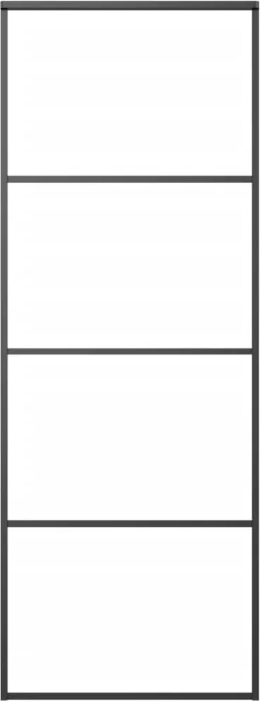 vidaXL fekete alumínium és ESG üveg tolóajtó 76 x 205 cm