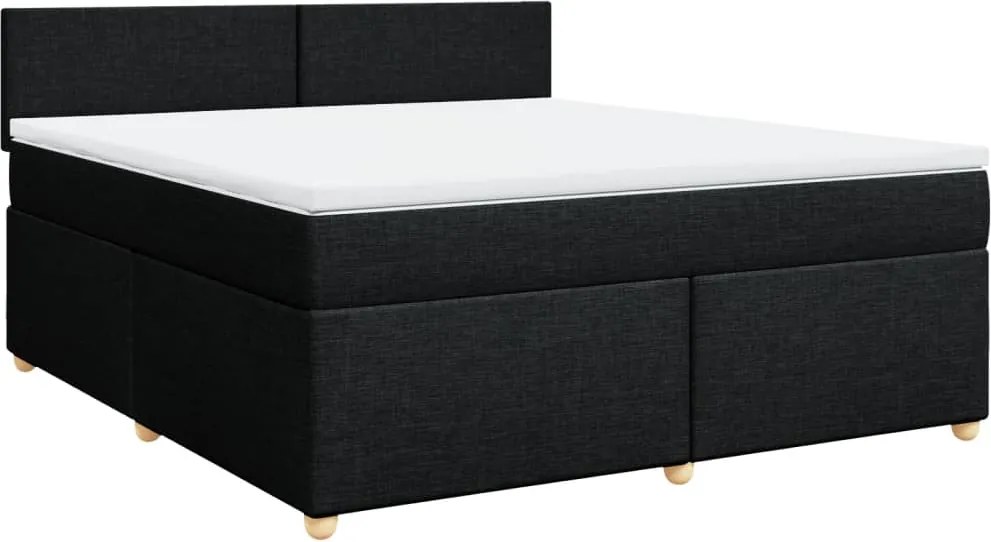 vidaXL fekete szövet rugós ágy matraccal 180 x 200 cm