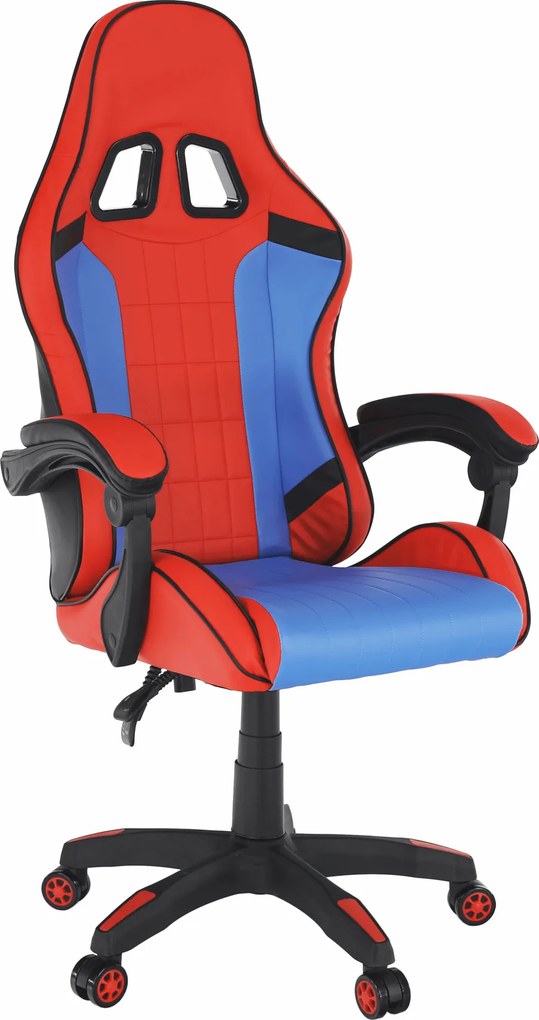 Irodai/gamer szék, kék/piros, SPIDEX NEW