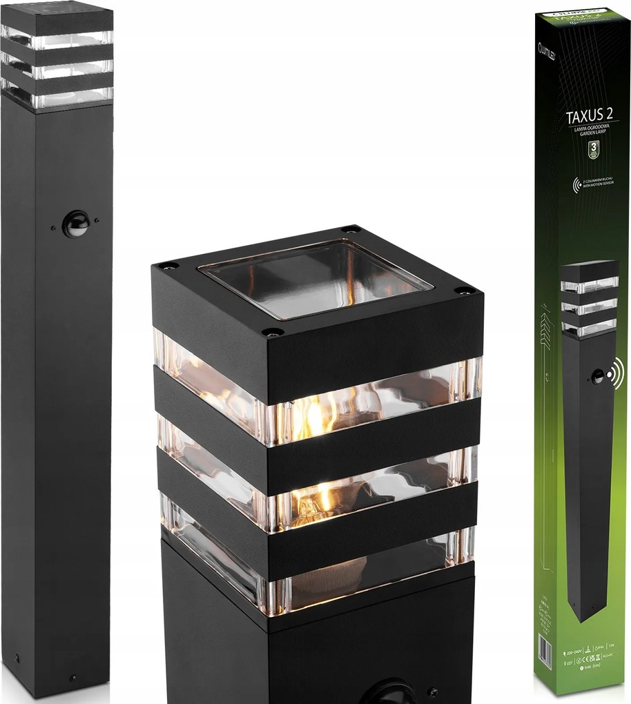 Kerti Lámpa Oszlop 80cm Kültéri Álló Izzó E27 Led Mozgásérzékelő