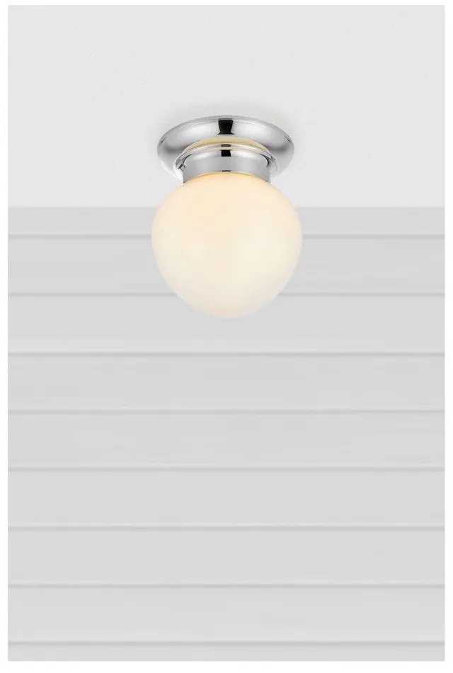 Fehér-ezüstszínű mennyezeti lámpa üveg búrával Ronda – Markslöjd