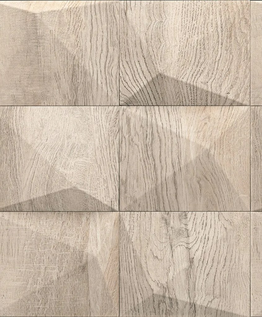 3D Vinil Hatású Fautánzatú Geometrikus Tapéta