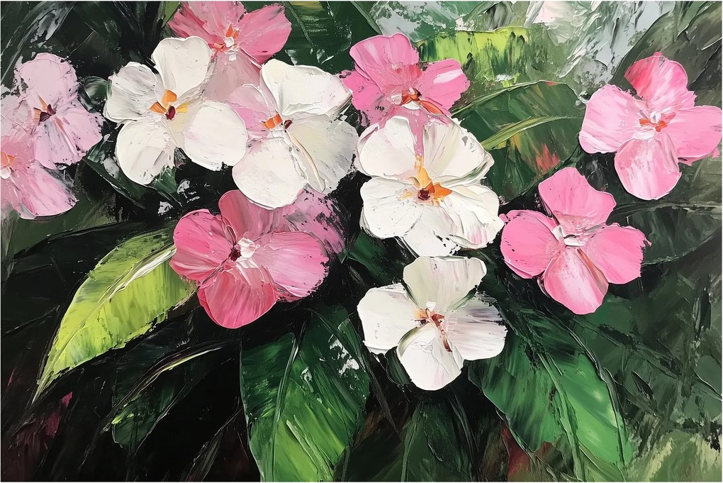 Kép - Rózsaszín és fehér virágok (90x60 cm)