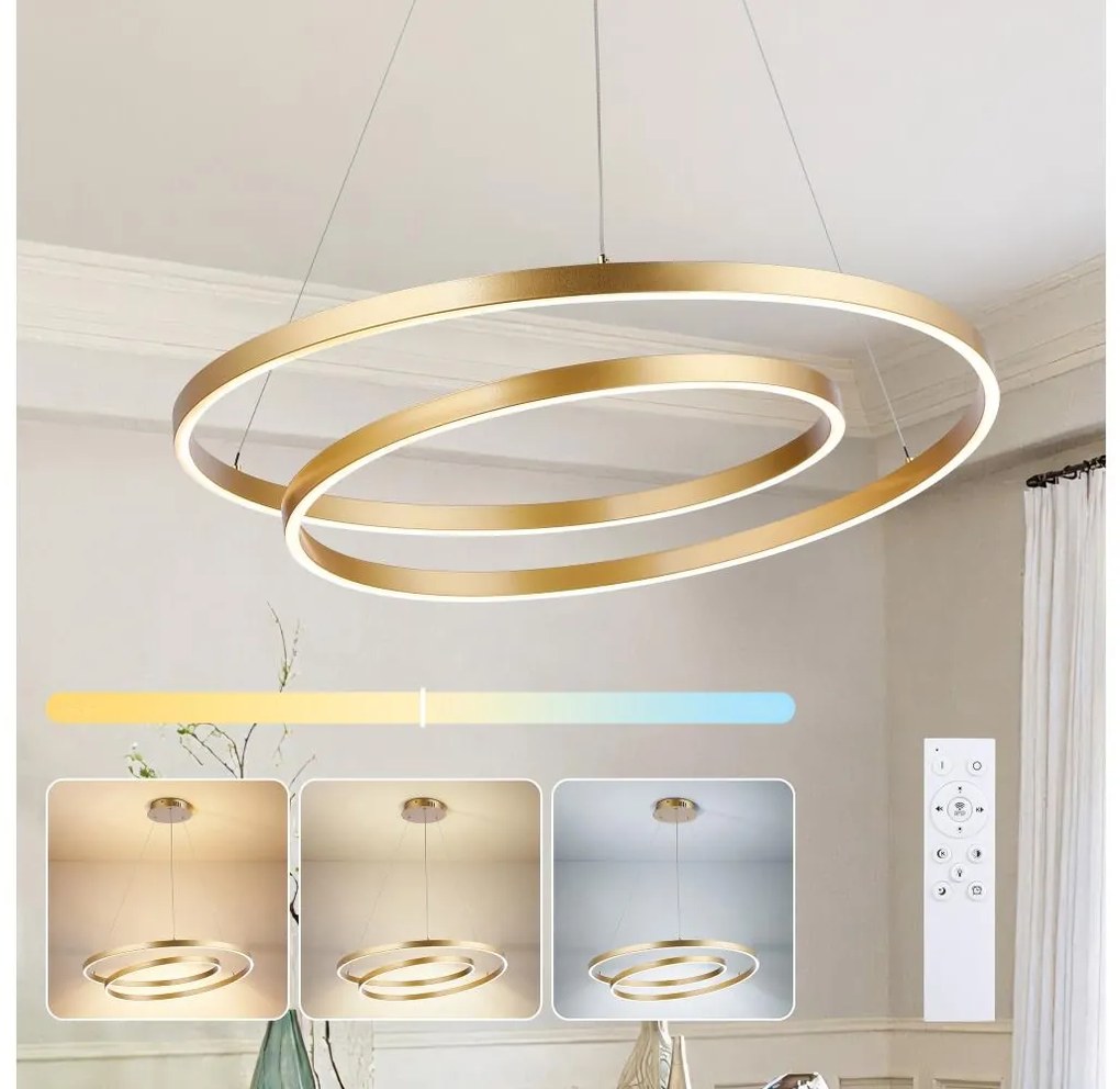 Brilagi-LED Dimmelhető kábeles függeszték TWISTER LED/75W/230V Ø 70 cm arany +távirányító