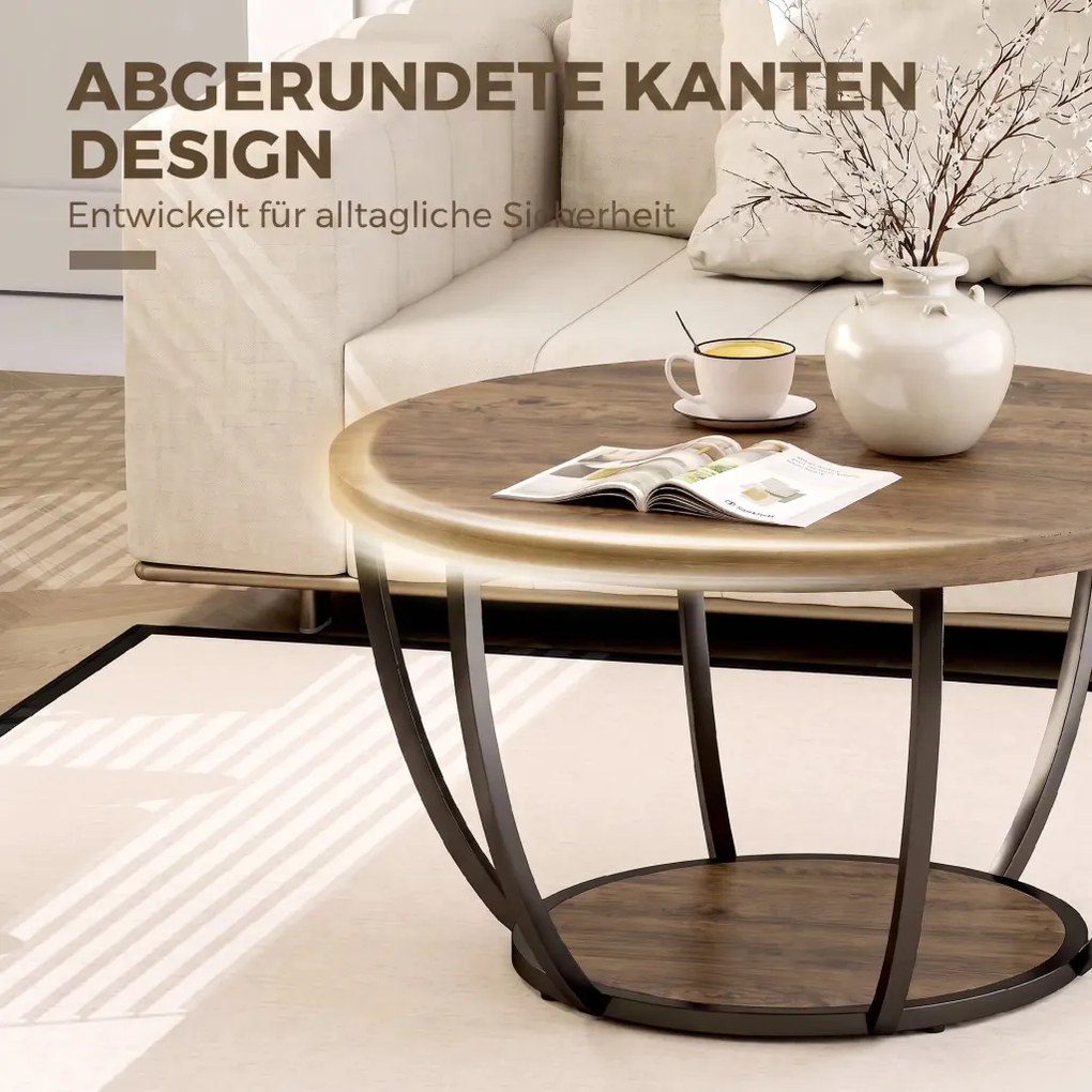 Dohányzóasztal 2 szintes, nappali asztal 80 x 80 x 43,8 cm, barna fekete