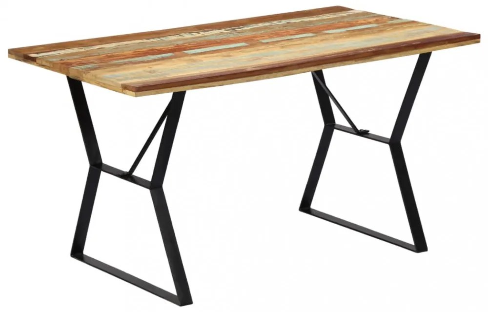 tömör újrahasznosított fa étkezőasztal 140 x 80 x 76 cm