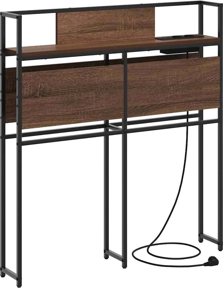 vidaXL Tároló fejtámla polcokkal fejtámlával barna tölgy 75 cm Faanyag