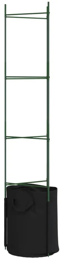 8 db acél és polipropilén paradicsomketrec növényzsákkal 154 cm