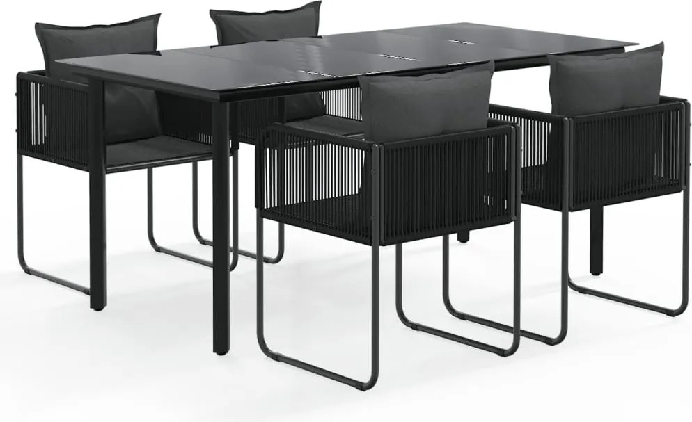 vidaXL 5 részes fekete kerti étkezőgarnitúra