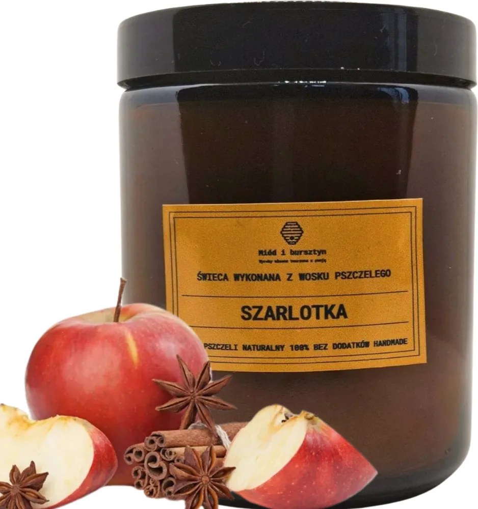 Illatos gyertya sötét tégelyben Méhviasz Almás Pite illattal 250ml