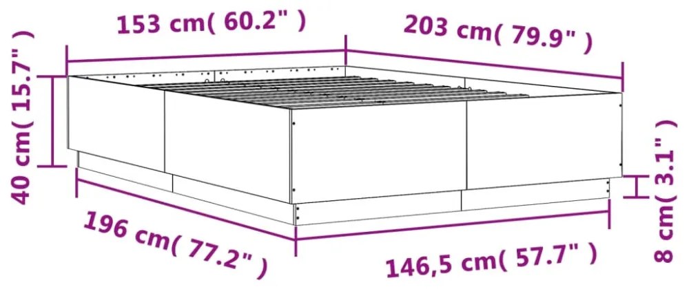 fekete szerelt fa ágykeret 150 x 200 cm