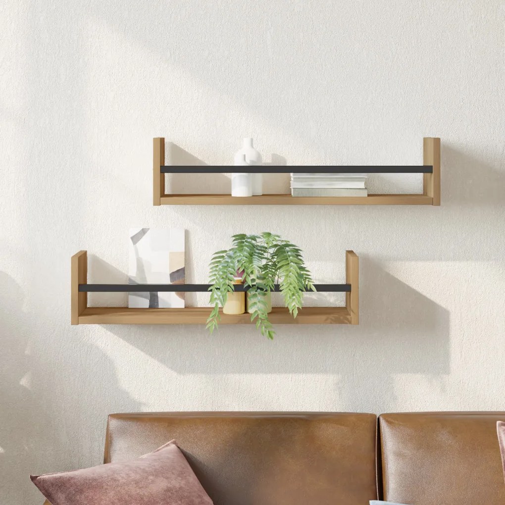Falipolcok 2 db Kézműves tölgy 60x16x14 cm Műgyanta