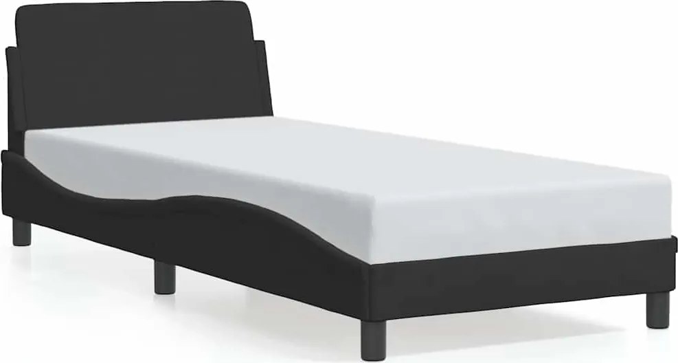 vidaXL fekete bársony ágykeret fejtámlával Dover 90x190 cm