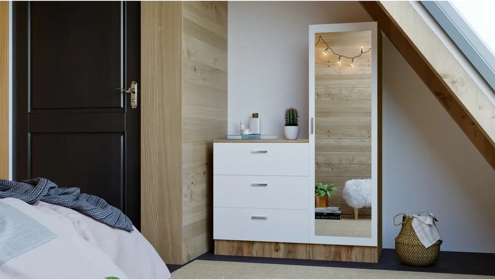 Coco White and Atlantic Pine tükörszekrény