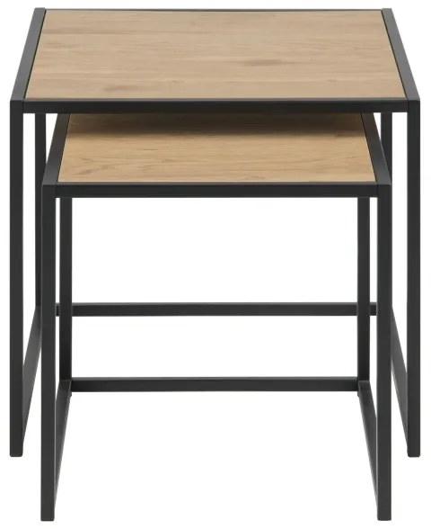 SARON 2 db-os dohányzóasztal szett, tölgy/fekete