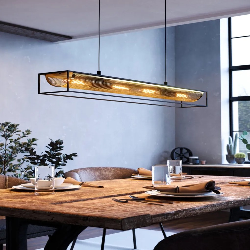 EGLO 43788 NOHALES Modern Led Függesztett Lámpa Fekete, Sárgaréz E27 IP20