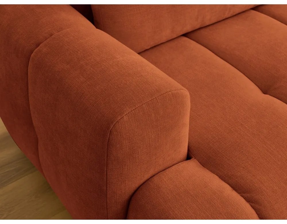 Téglavörös kinyitható-tárolóhelyes sarokkanapé (jobb oldali-heverő résszel) Fuji – Bobochic Paris