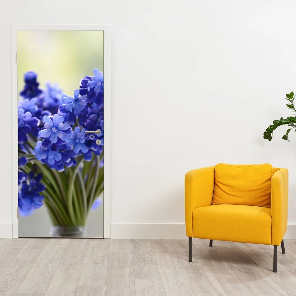 Fotótapéta ajtóra - Kék virágcsokor (95x205cm)
