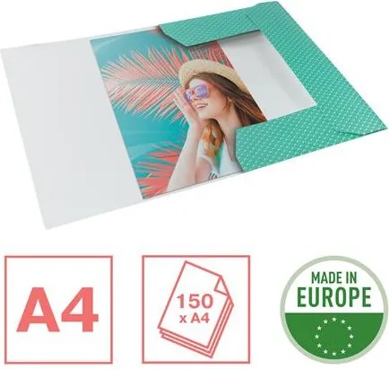 Gumis mappa, karton, A4, ESSELTE Colour'Breeze, zöld (E628493)