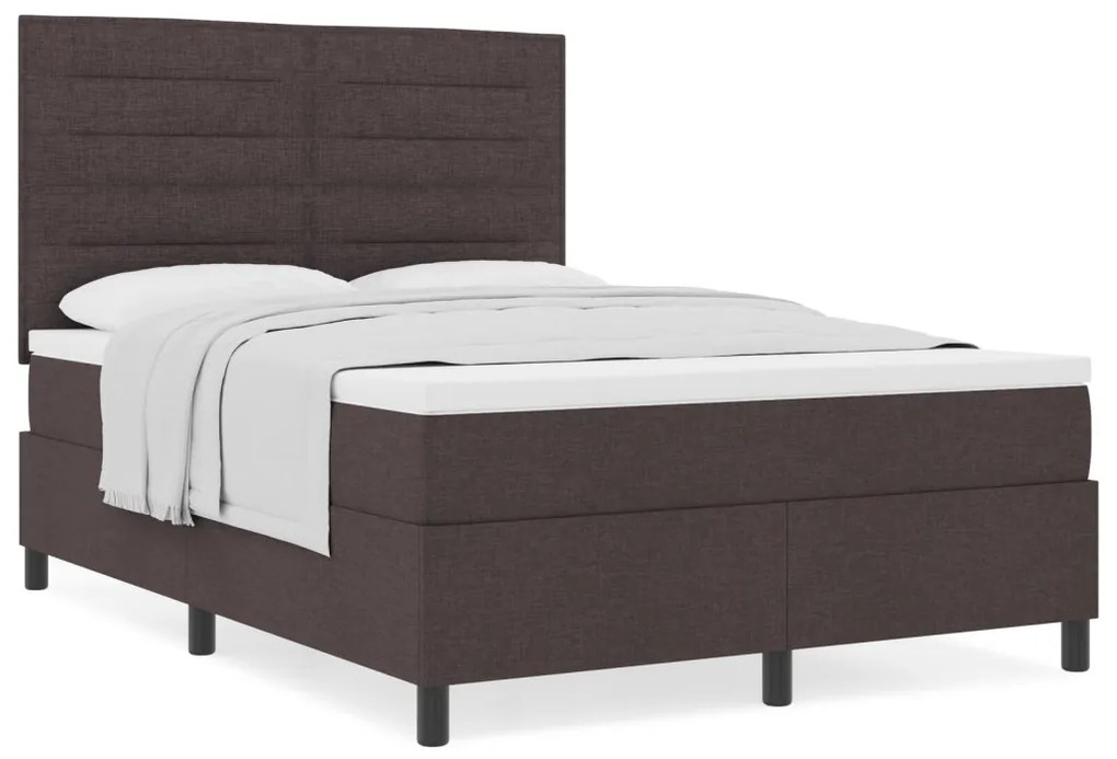 Box Spring Ágy Matrac Sötétbarna 140x190 cm Szövet