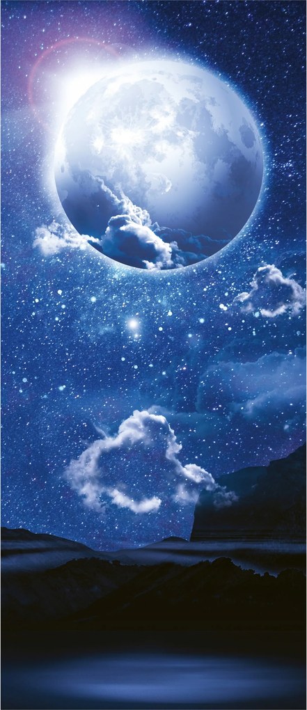 Öntapadós matrica Fotótapéta Hold csillagok égbolt kozmosz éjszaka 91x211